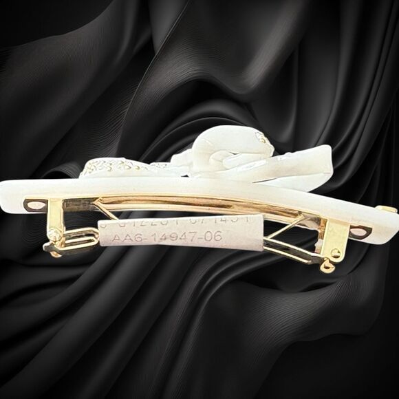 Alexandre de Paris Crystal Bow Barrette 3” White Made in France Luxury Hair Clip main image 8